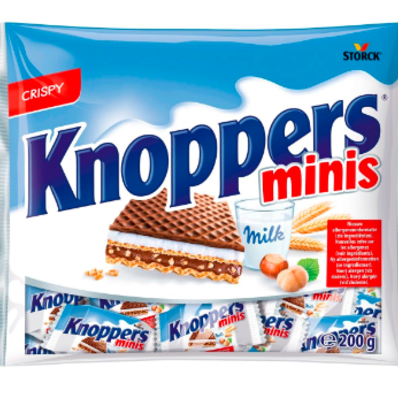 Knoppers Mini Milk and Hazelnut Wafers - 200g Bag